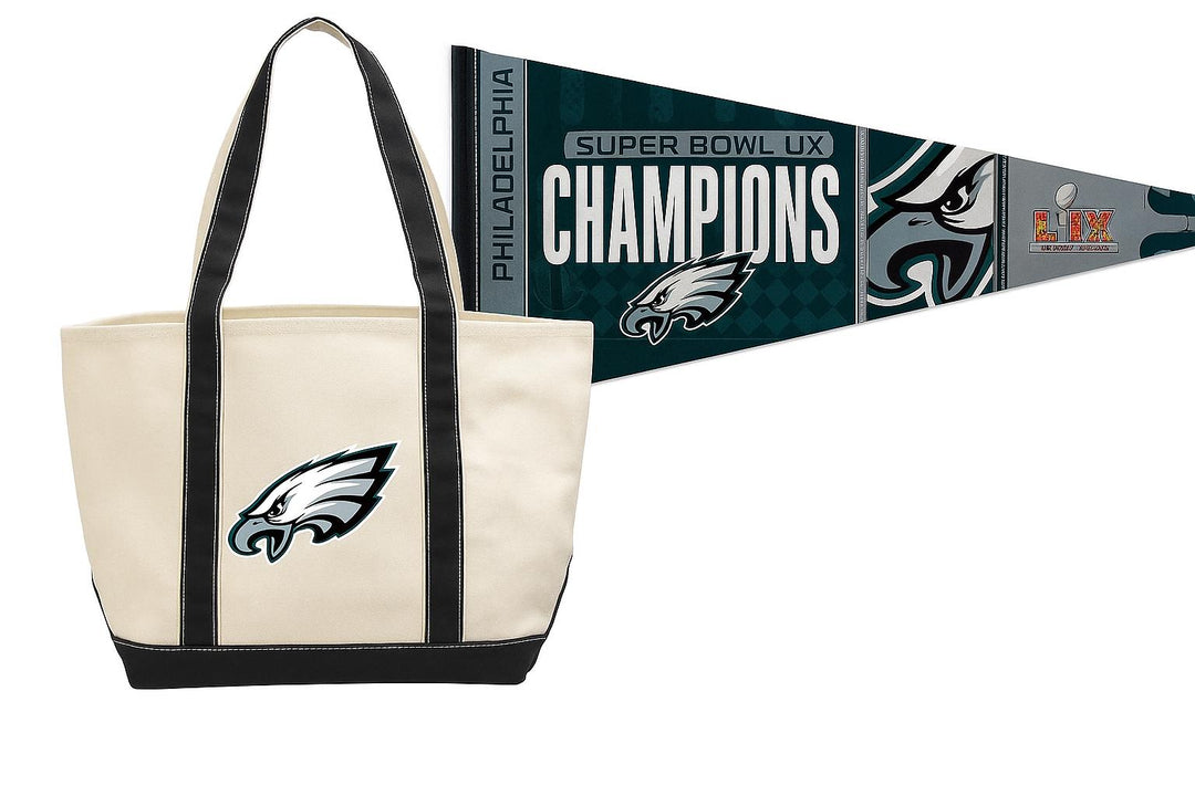 Philadelphia Eagles UK Canvas Tote Bag + Free Super Bowl Pennant (UK Stock) - UKASSNI