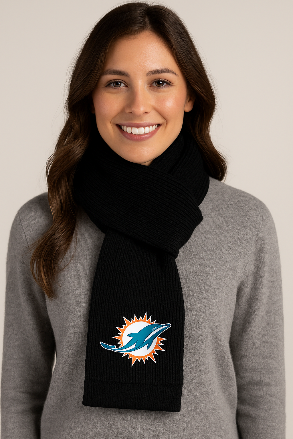 Miami Dolphins NFL UK Embroidered Logo Waffle Scarf (UK Stock) - UKASSNI