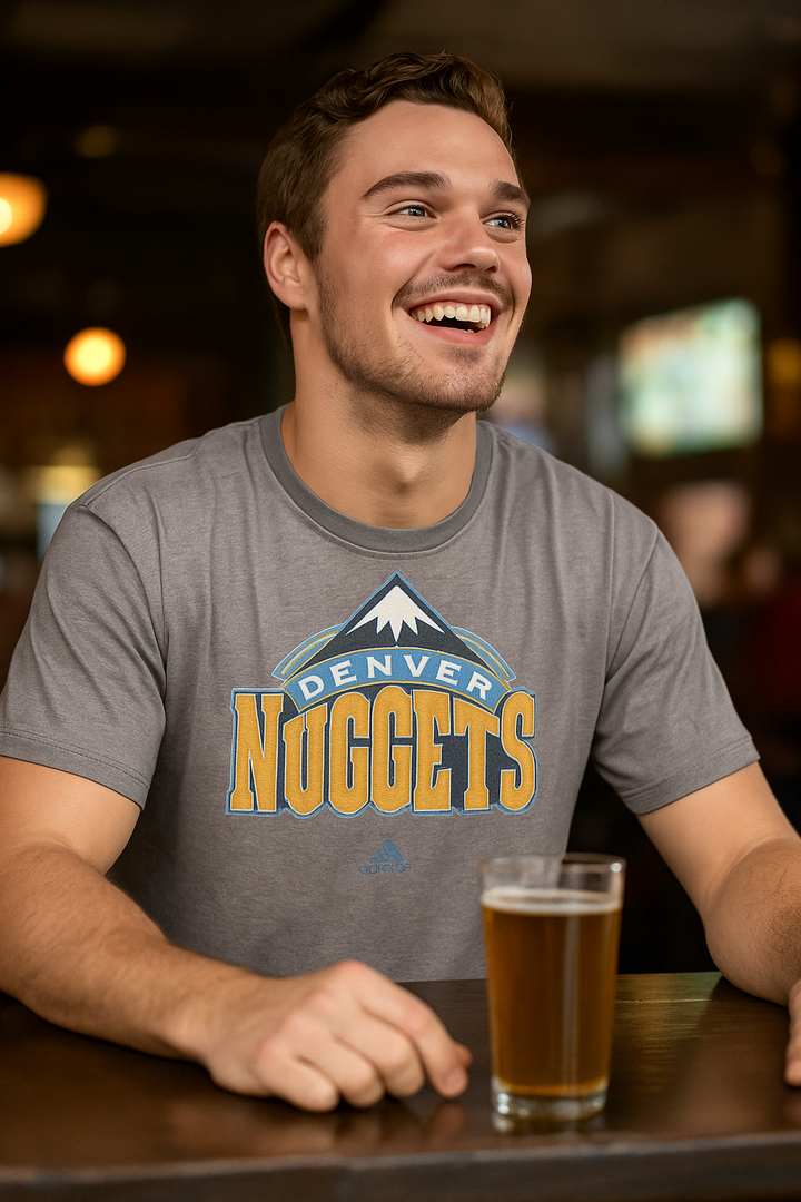 Denver Nuggets NBA UK Small Adidas Primary Logo Grey T-Shirt