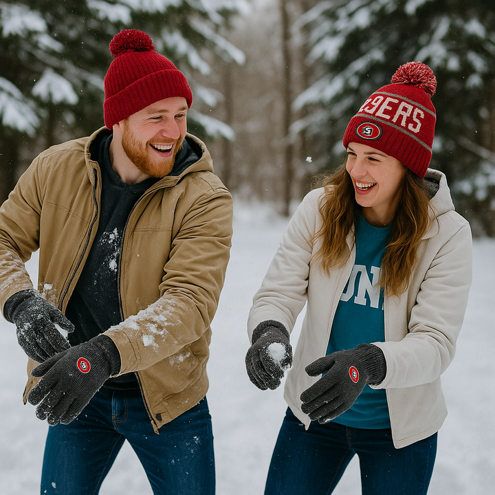 San Francisco 49ers NFL UK Two-Pair Texting Gloves – Adults – Charcoal/Grey (UK Stock) - UKASSNI