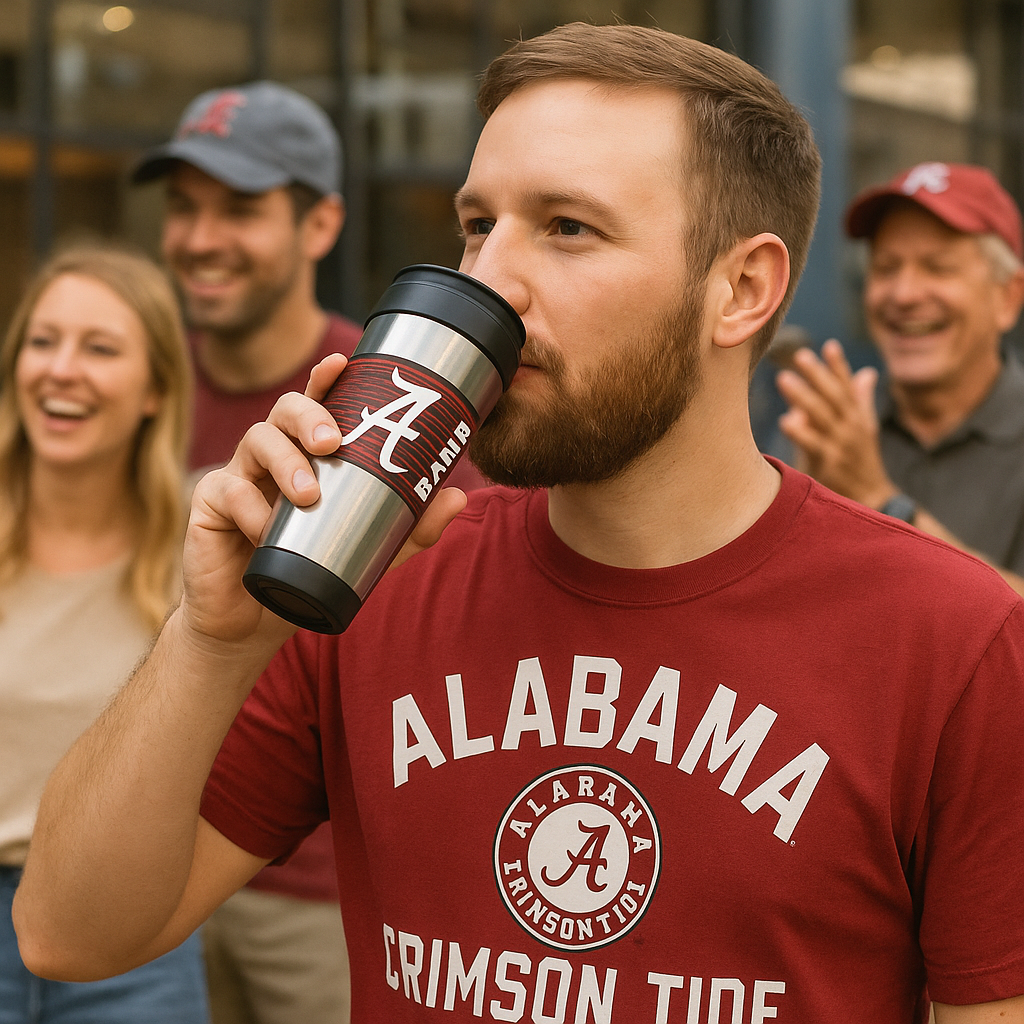 Alabama Crimson Tide NCAA UK 15oz PVC Wrap Travel Mug (UK Stock) - UKASSNI