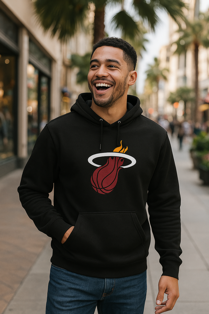 Miami Heat NBA UK Small Fanatics Branded Primary Team Logo Pullover Hoodie – Black (UK Stock) - UKASSNI
