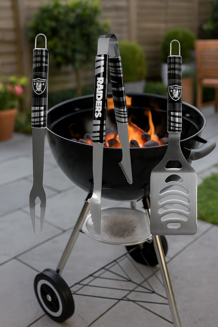 Las Vegas Raiders Siskiyou UK BBQ Set (3-Piece) (UK Stock) - UKASSNI