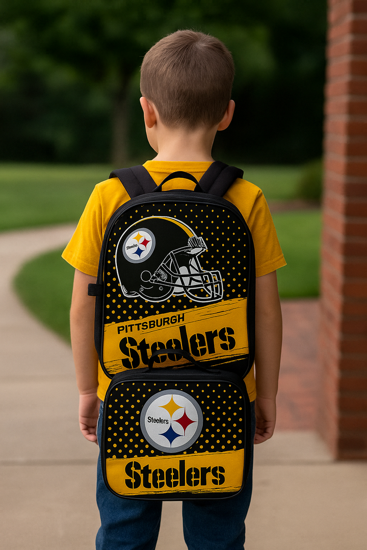 Pittsburgh Steelers NFL UK Youth Backpack & Lunch Bag Combo (UK Stock) - UKASSNI
