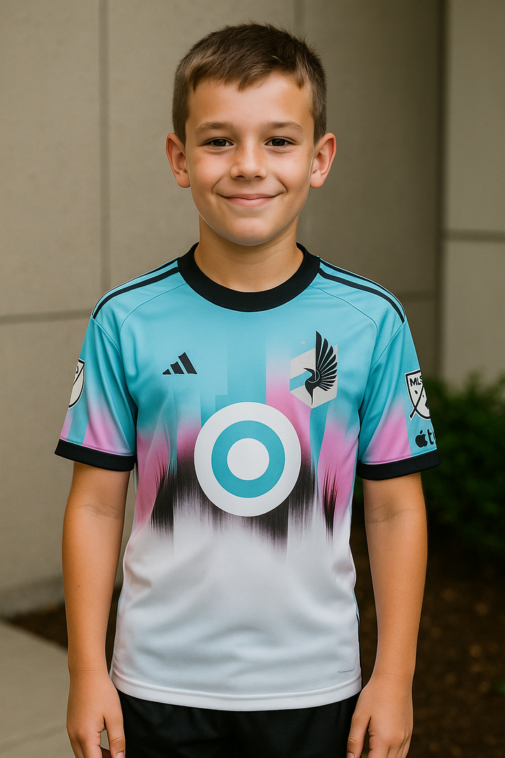 Minnesota United FC MLS UK Youth Large adidas 2023 The Northern Lights Kit Replica Jersey – White (UK Stock) - UKASSNI