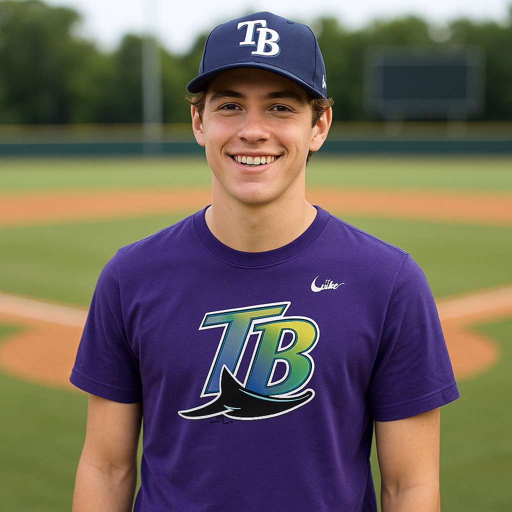 Tampa Bay Rays MLB UK Nike Cooperstown Collection Logo T-Shirt – Purple (UK Stock)