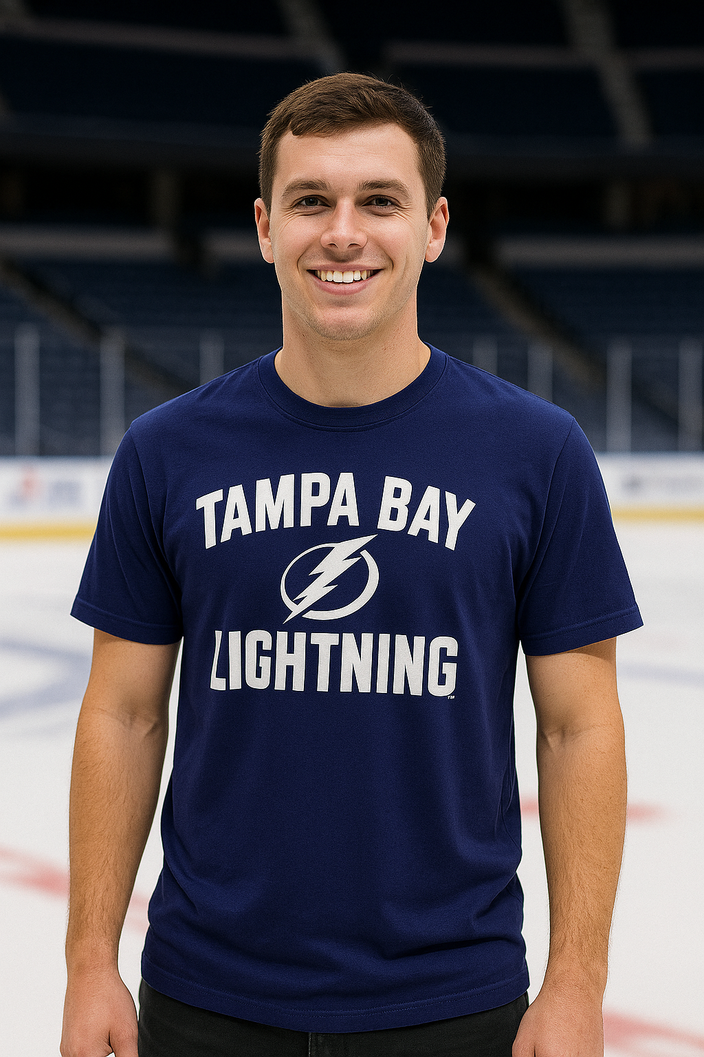 Tampa Bay Lightning NHL UK Large Fanatics Branded Team Victory Arch T-Shirt – Blue (UK Stock)