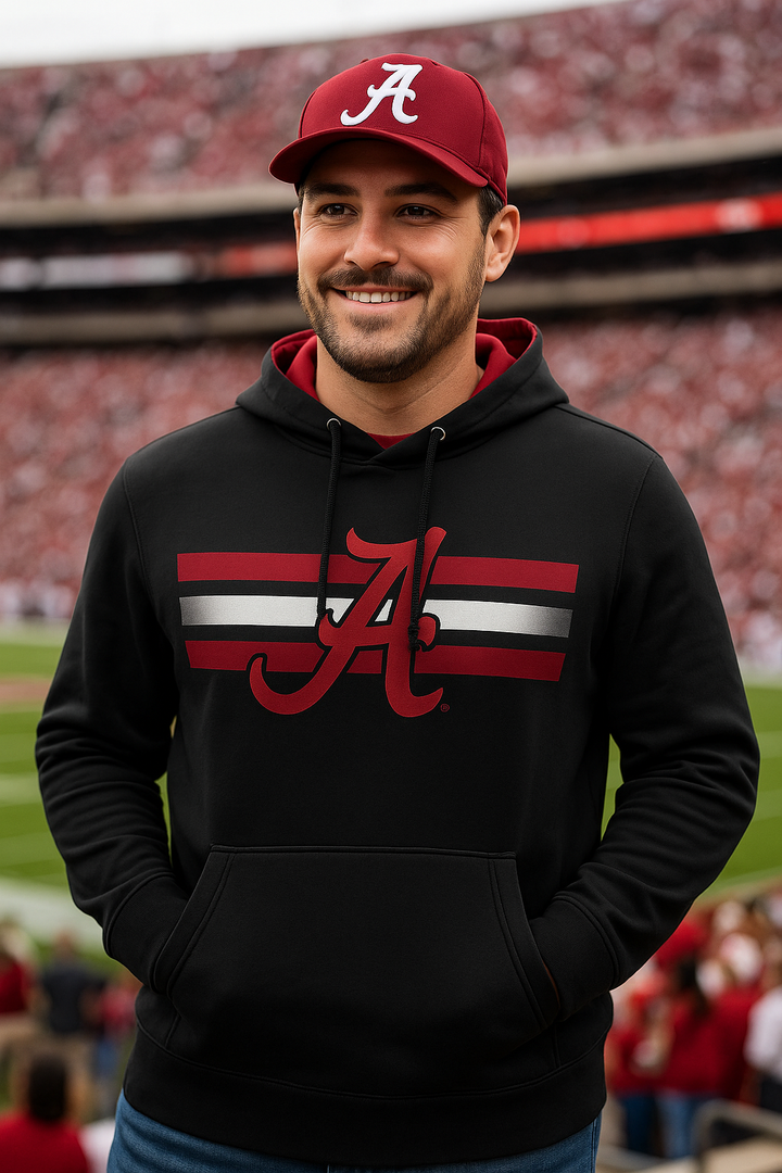 Alabama Crimson Tide NCAA UK Medium Colosseum Lighthouse Pullover Hoodie – Black (UK Stock) - UKASSNI