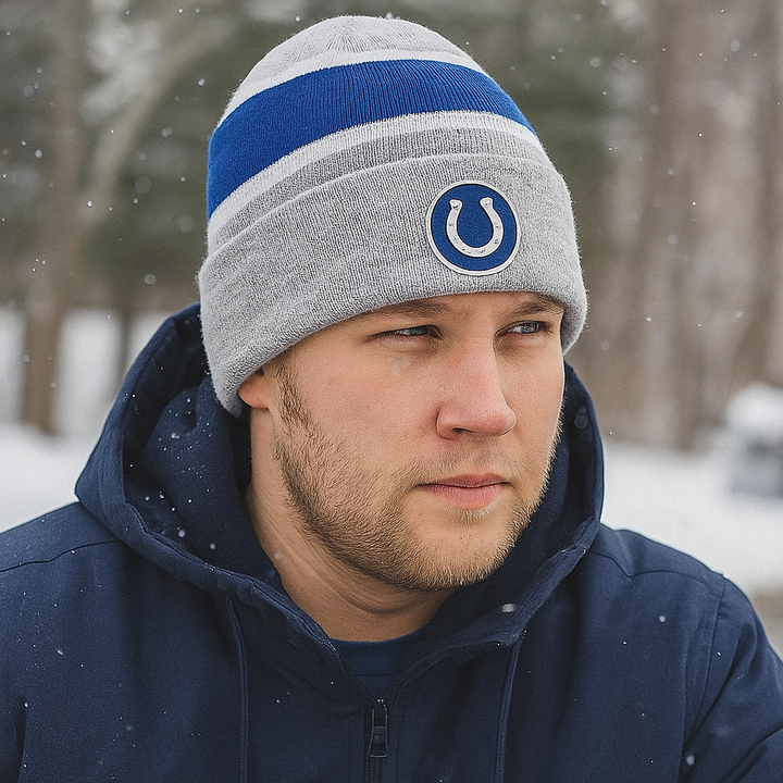 Indianapolis Colts NFL Fanatics Branded Logo Cuffed Knit Hat – Heather Gray (UK Stock) - UKASSNI