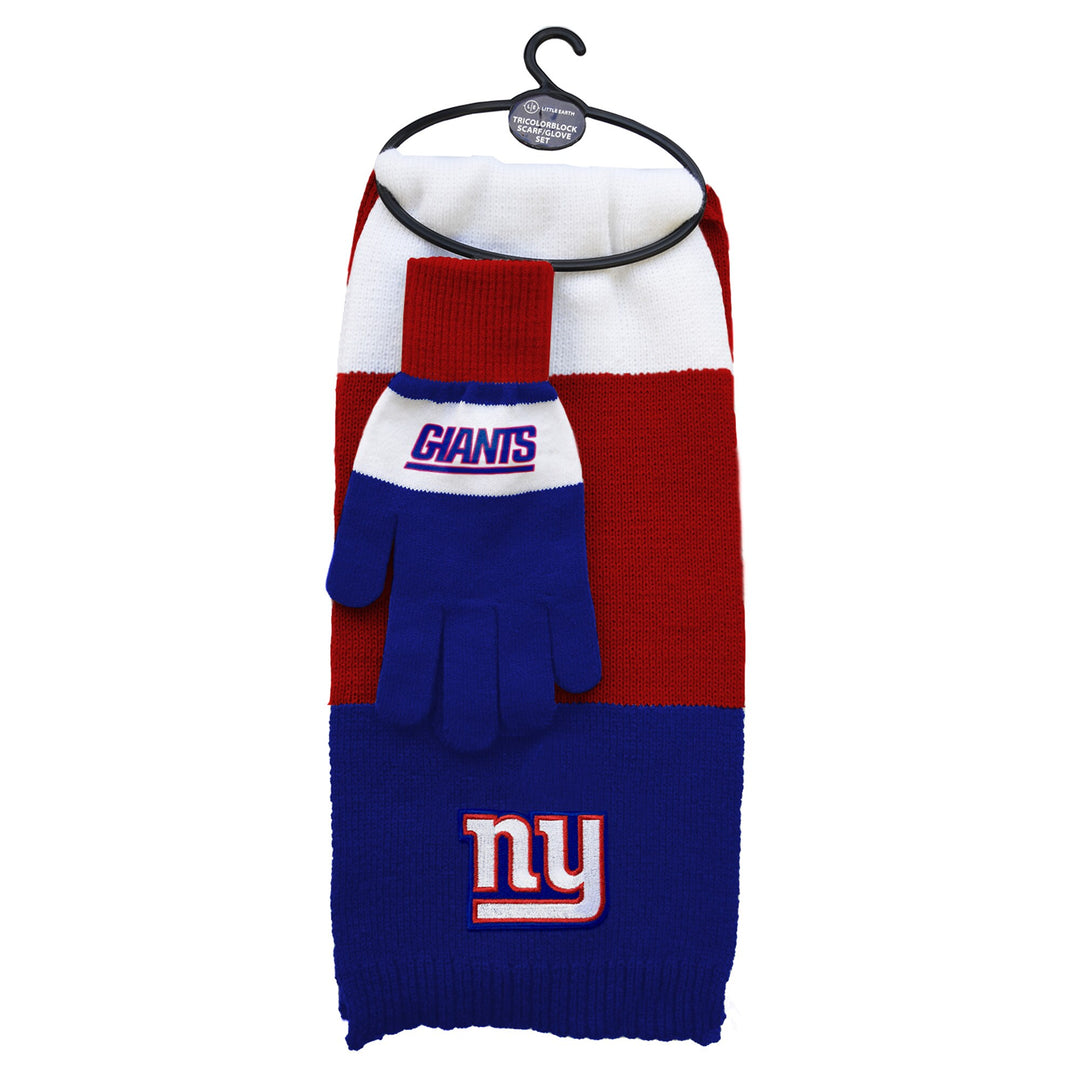New York Giants NFL Tri-Color Scarf & Glove Gift Set - UKASSNI