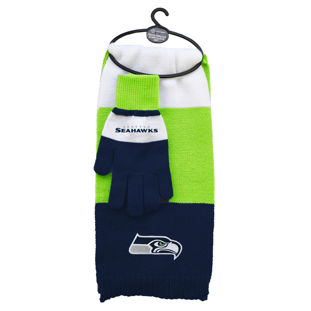 Seattle Seahawks Tri-Color Scarf & Glove Gift Set (UK Stock)