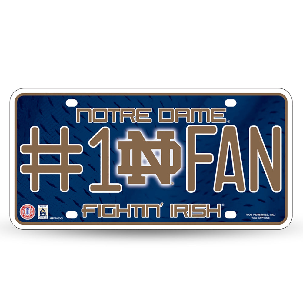 Notre Dame Fighting Irish Rico Tag NCAA #1 Fan License Plate (UK Stock) - UKASSNI