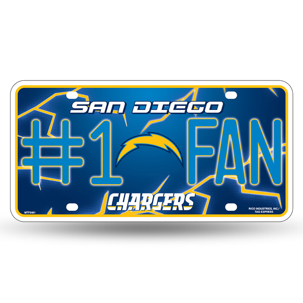 San Diego Chargers # 1 Fan License Plate - UKASSNI