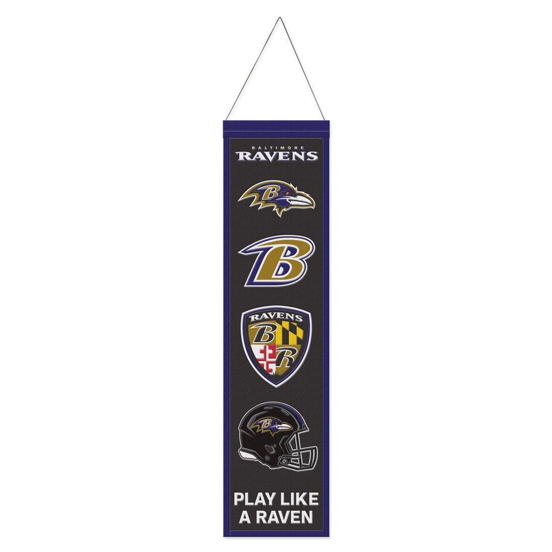 Baltimore Ravens NFL Wincraft 8" x 32" Evolution Wool Banner (USA Stock)