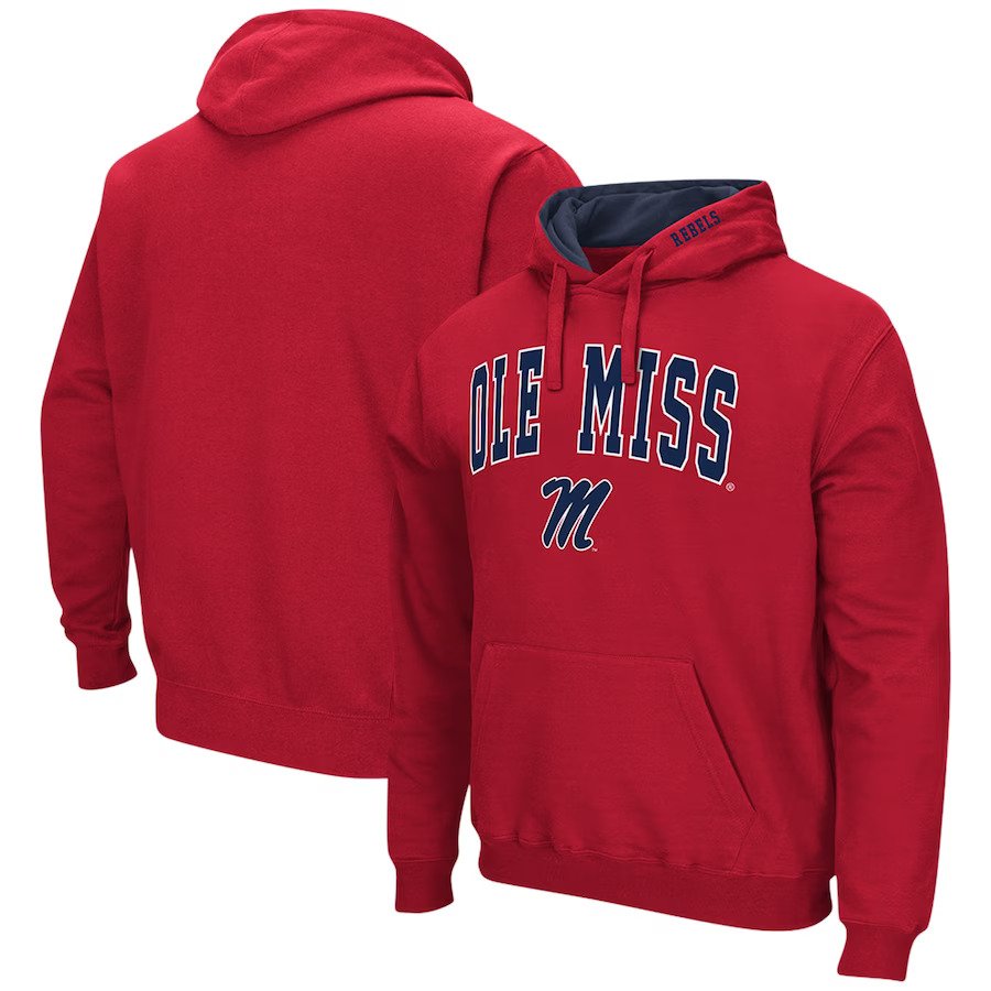 Ole Miss Rebels Colosseum Arch & Logo 3.0 Pullover Hoodie - Red - UKASSNI