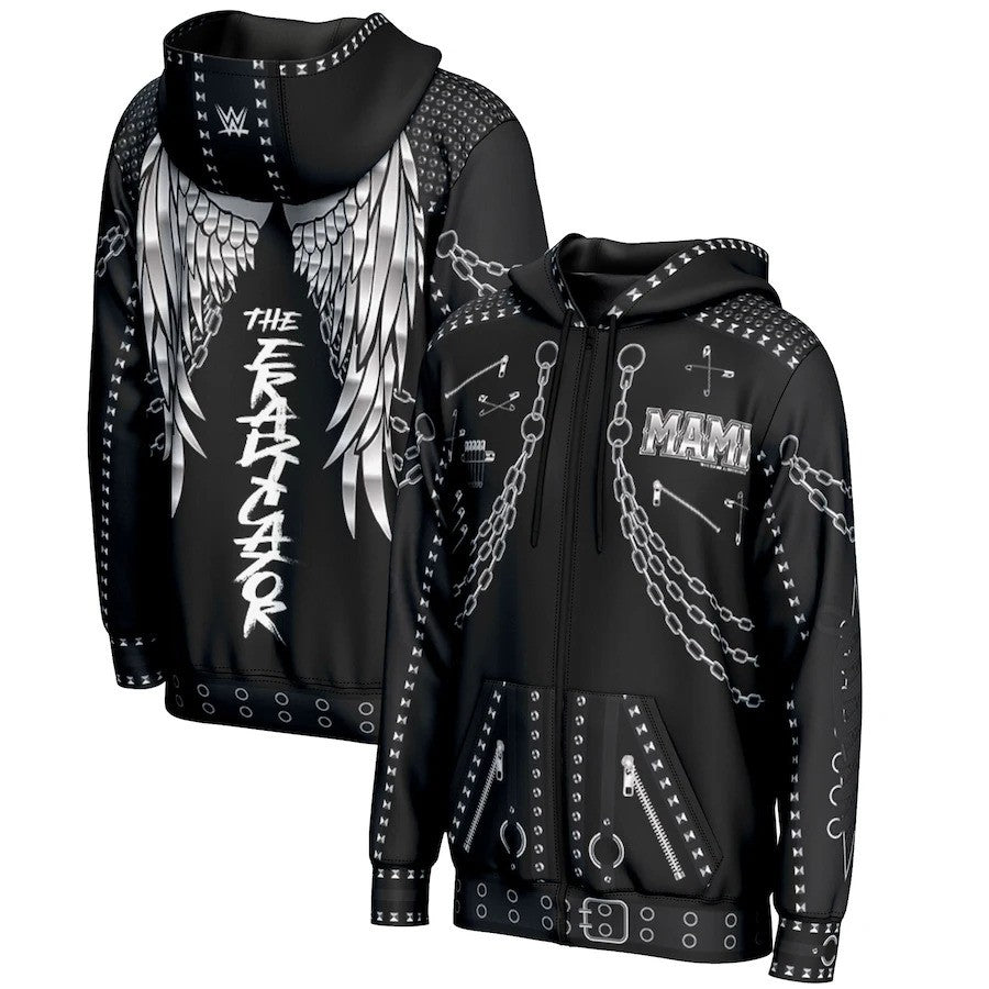 Rhea Ripley WWE ProSphere Full-Zip Hoodie – Black (USA Stock) - UKASSNI