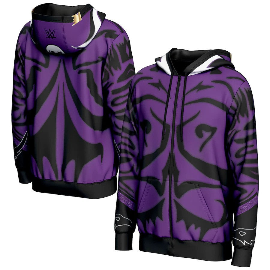 Rey Mysterio WWE ProSphere Full-Zip Hoodie – Purple (USA Stock) - UKASSNI