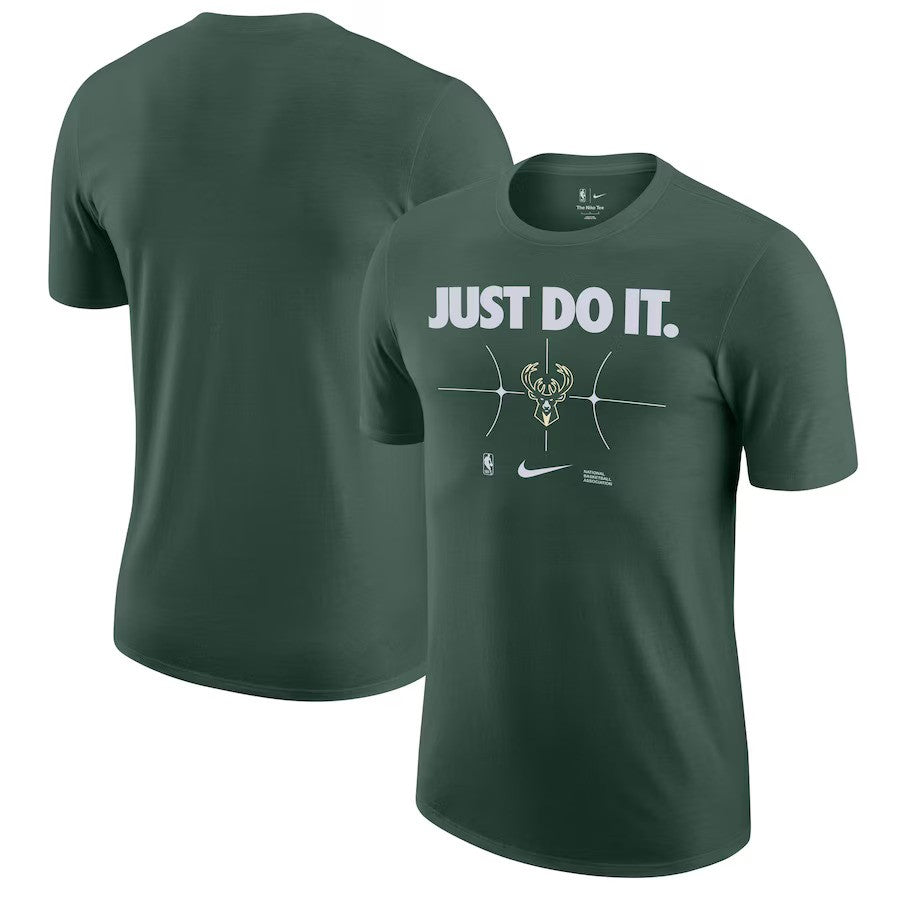 Milwaukee Bucks NBA Nike Just Do It T-Shirt - Hunter Green - UKASSNI