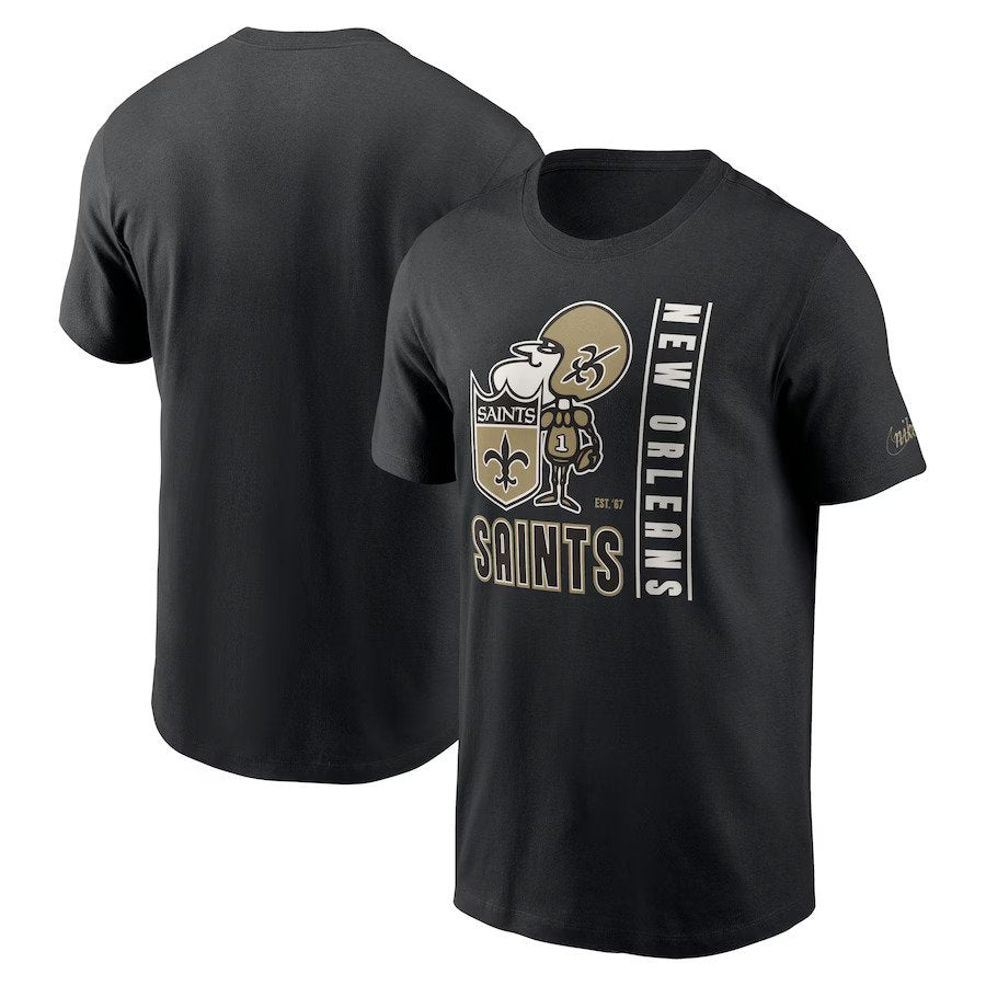 New Orleans Saints NFL Nike Lockup Essential T-Shirt – Black (USA Stock) - UKASSNI
