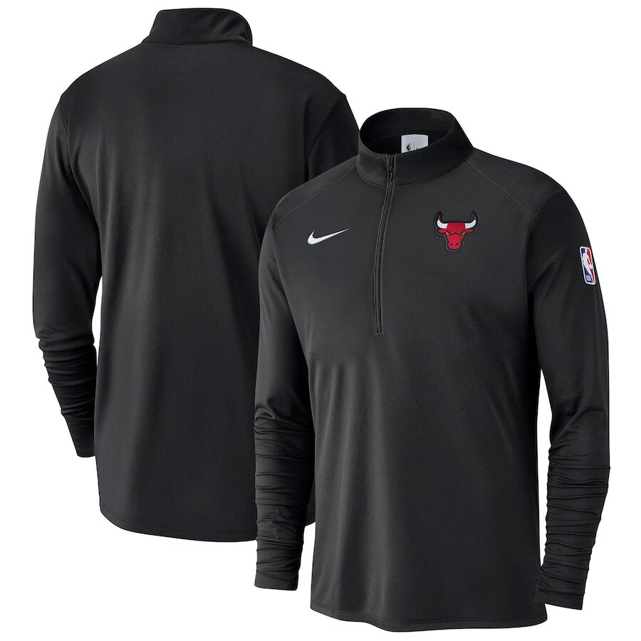 Chicago Bulls NBA Nike 2024/25 Courtside Performance Half-Zip Top - Black - UKASSNI
