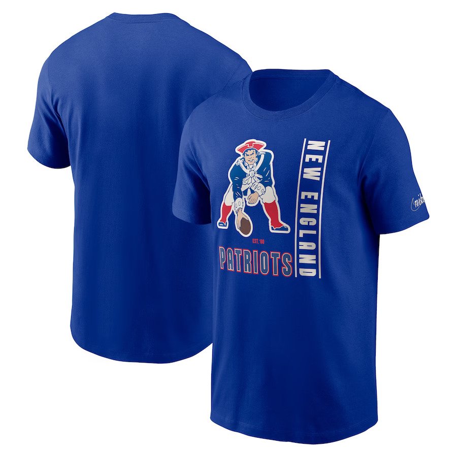 New England Patriots Nike Lockup Essential T-Shirt - Royal - UKASSNI