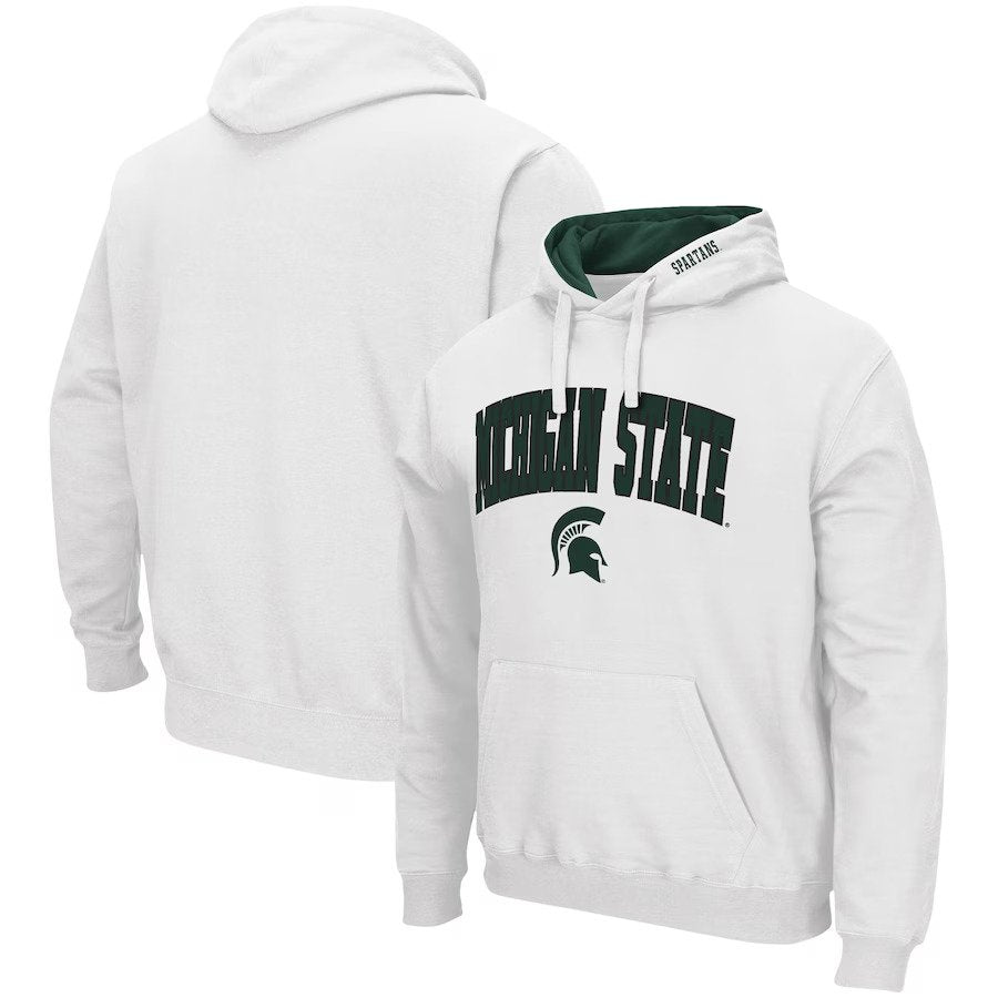 Michigan State Spartans Colosseum Arch & Logo 3.0 Pullover Hoodie - White - UKASSNI