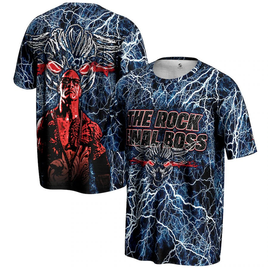 The Rock WWE The Final Boss Graphic T-Shirt – Blue (USA Stock) - UKASSNI