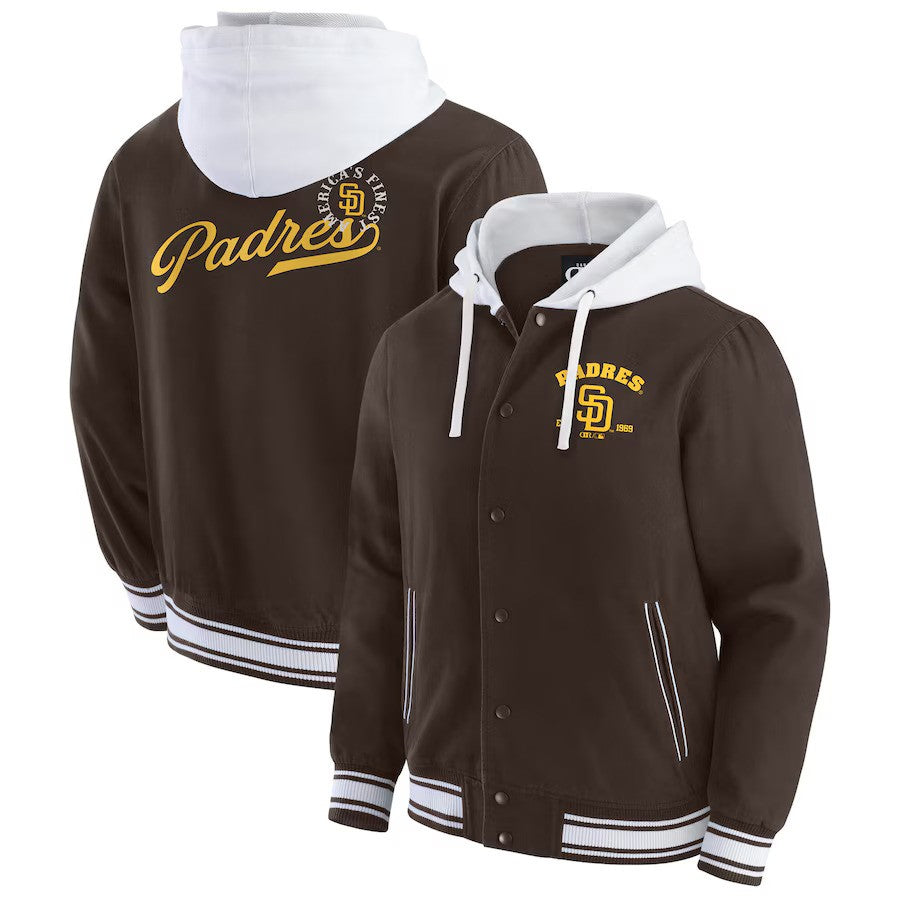 San Diego Padres MLB Darius Rucker Collection by Fanatics Full-Snap Hooded Jacket - Brown - USA Stock - UKASSNI