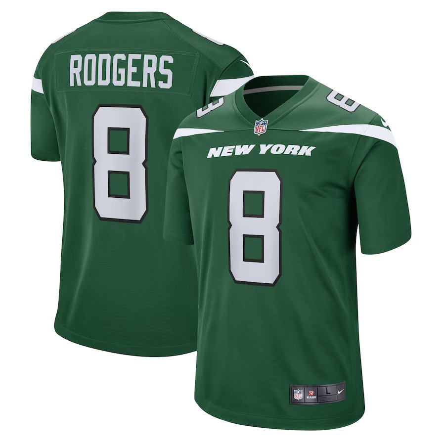 New York Jets NFL UK Aaron Rodgers Nike Game Jersey - Gotham Green - UKASSNI