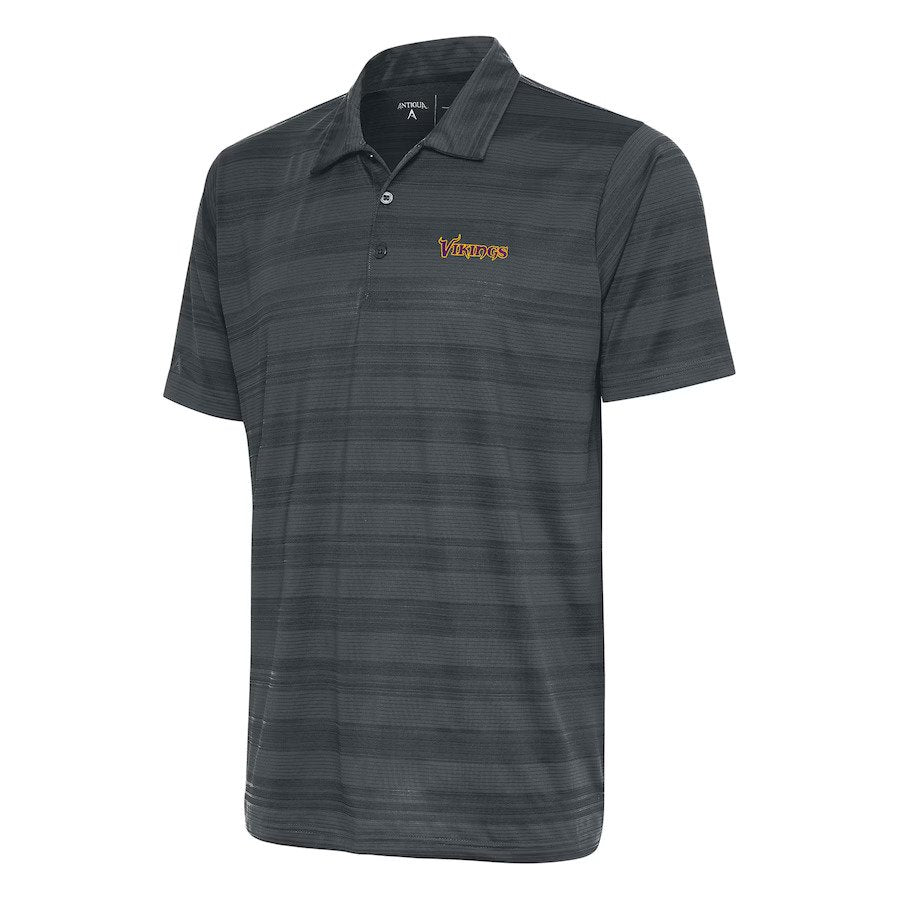 Minnesota Vikings NFL Antigua Team Logo Throwback Compass Polo – Charcoal (UK Stock) - UKASSNI