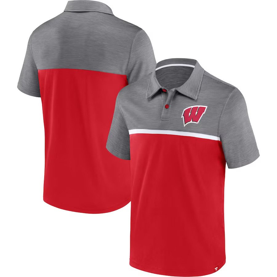Wisconsin Badgers Fanatics Branded Polo - Red/Gray - UKASSNI