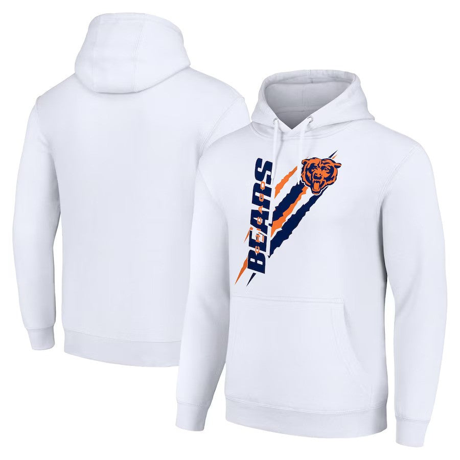 Chicago Bears Starter Color Scratch Fleece Pullover Hoodie - White - UKASSNI