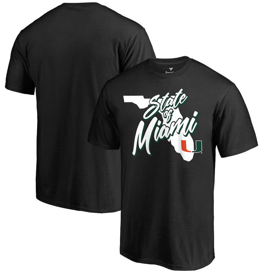 Miami Hurricanes NCAA State of Miami T-Shirt - Black - UKASSNI