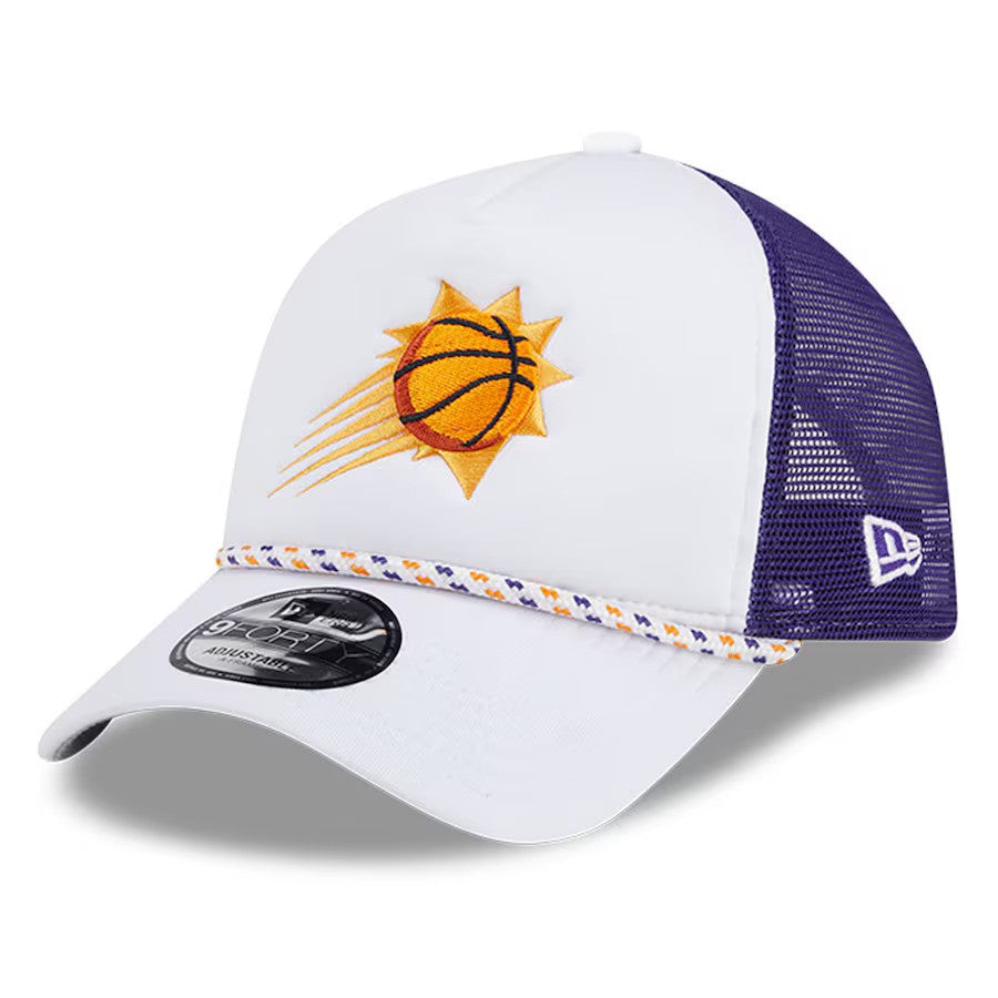Phoenix Suns NBA New Era Court Sport Foam A-Frame 9FORTY Adjustable Trucker Hat - White/Purple - UKASSNI