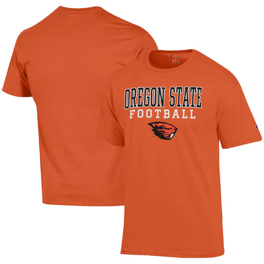 Oregon State Beavers Champion Football Stack T-Shirt - Orange - UKASSNI