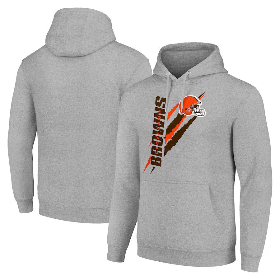 Cleveland Browns Starter Color Scratch Fleece Pullover Hoodie - Heather Gray - UKASSNI