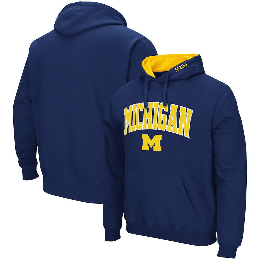 Michigan Wolverines NCAA Colosseum Arch Logo 3.0 Pullover Hoodie – Navy (USA Stock) - UKASSNI