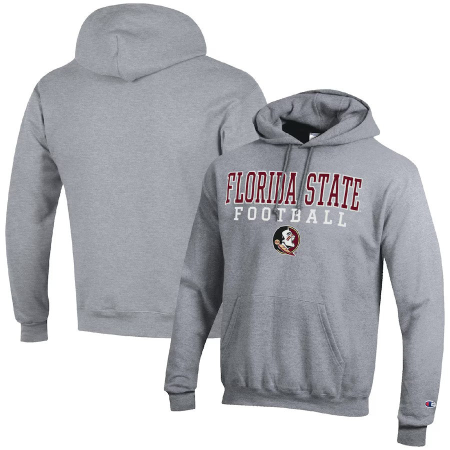 Florida State Seminoles NCAA Champion Football Stack Pullover Hoodie - Heather Gray - UKASSNI