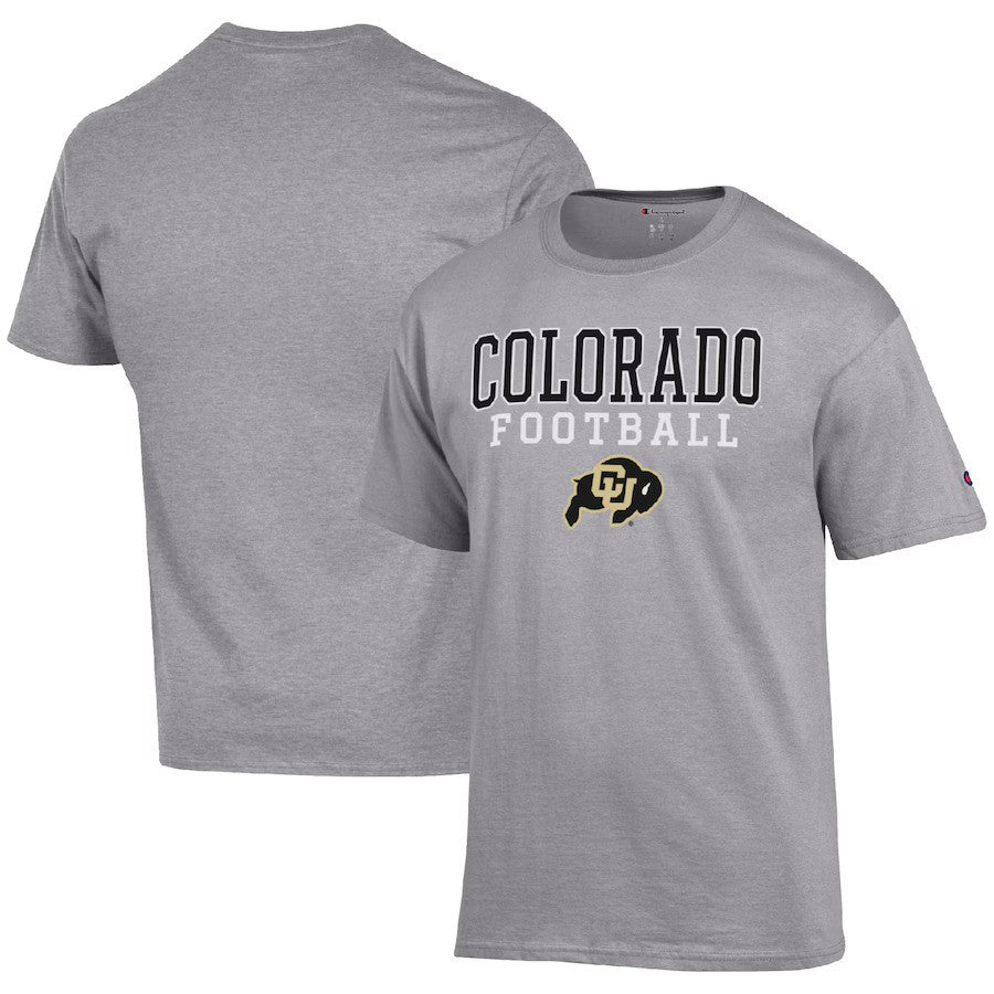Colorado Buffaloes NCAA Champion Football Stack T-Shirt – Heather Gray (USA Stock) - UKASSNI