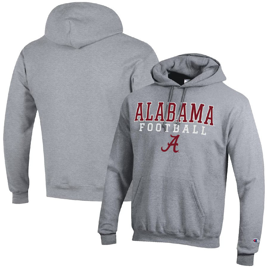 Alabama Crimson Tide NCAA Champion Football Stack Pullover Hoodie – Heather Gray (USA Stock) - UKASSNI