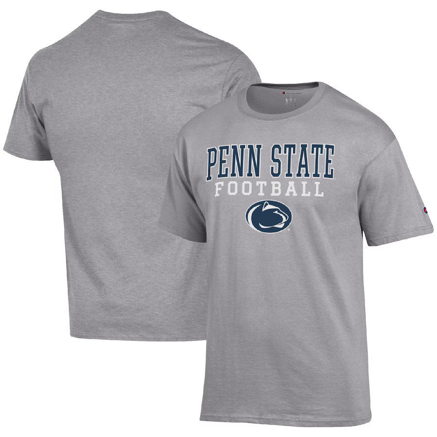 Penn State Nittany Lions NCAA Champion Football Stack T-Shirt – Heather Gray (USA Stock) - UKASSNI