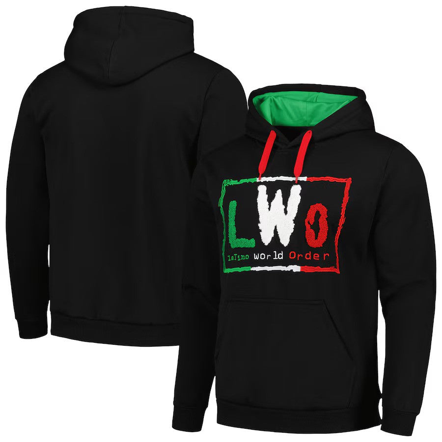 LWO Chenille Pullover Hoodie Black WWE (USA Stock) - UKASSNI