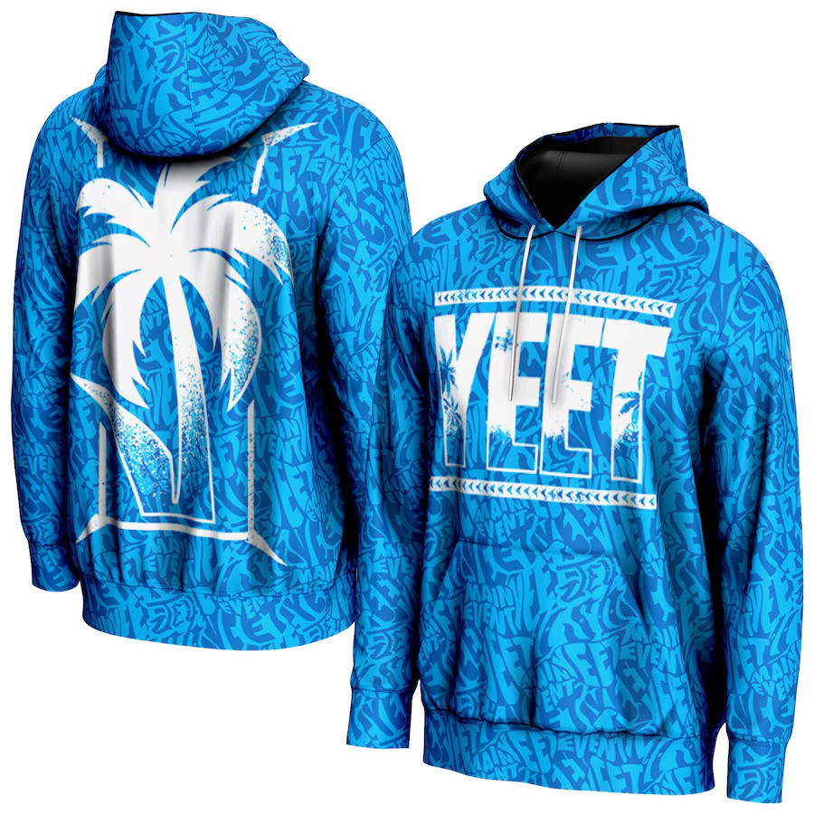Jey Uso WWE ProSphere YEET Camo Pullover Hoodie – Blue (USA Stock) - UKASSNI