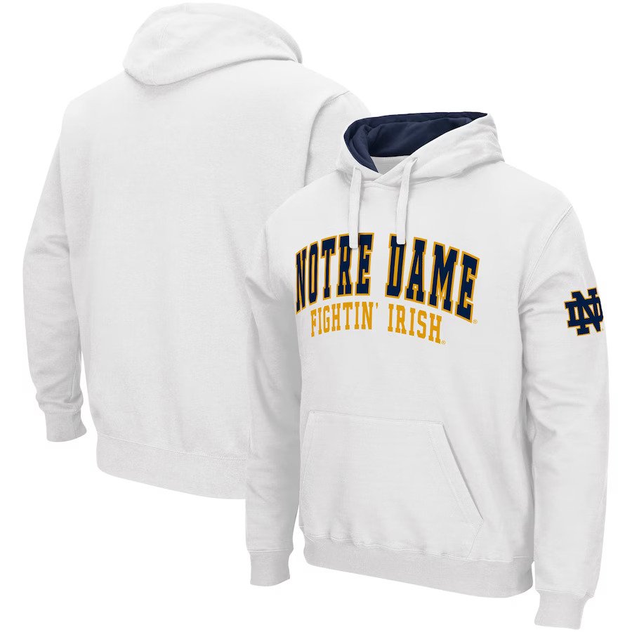 Notre Dame Fighting Irish Colosseum Double Arch Pullover Hoodie - White - UKASSNI
