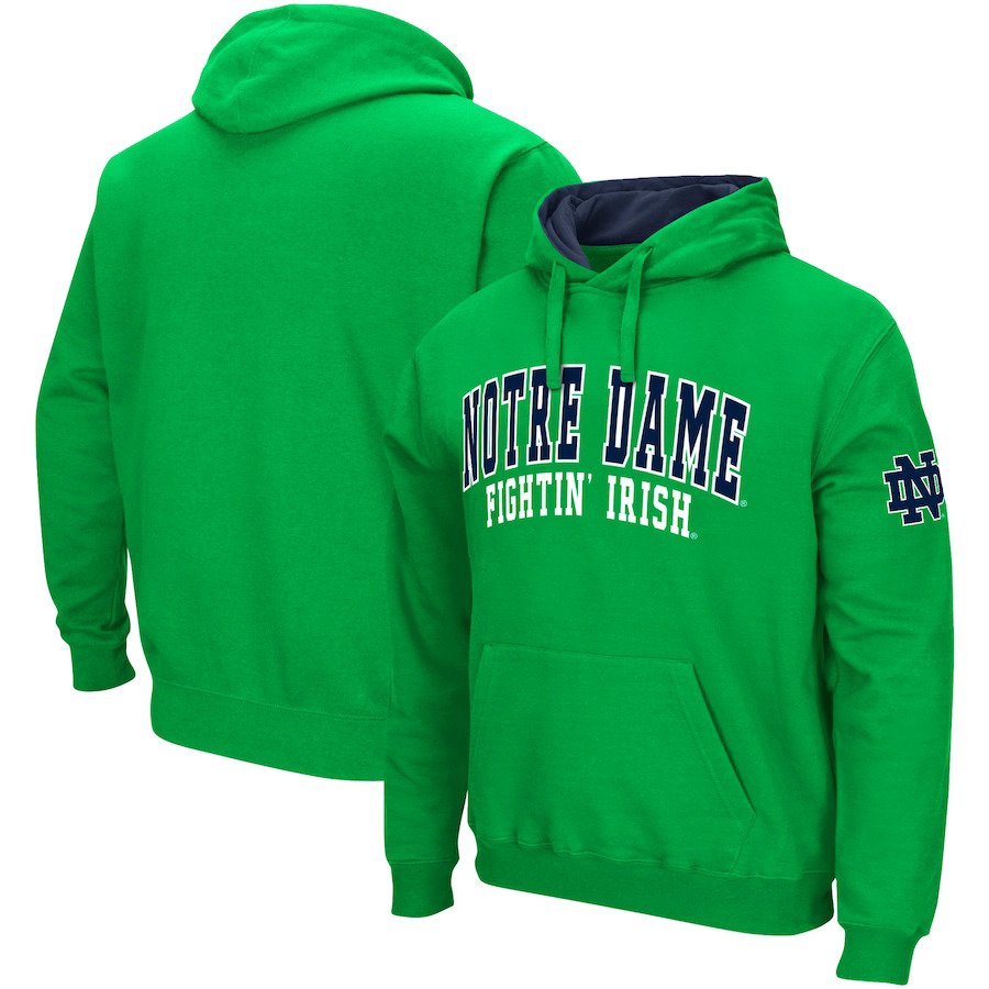 Notre Dame Fighting Irish UK Colosseum Double Arch Pullover Hoodie - Green - UKASSNI