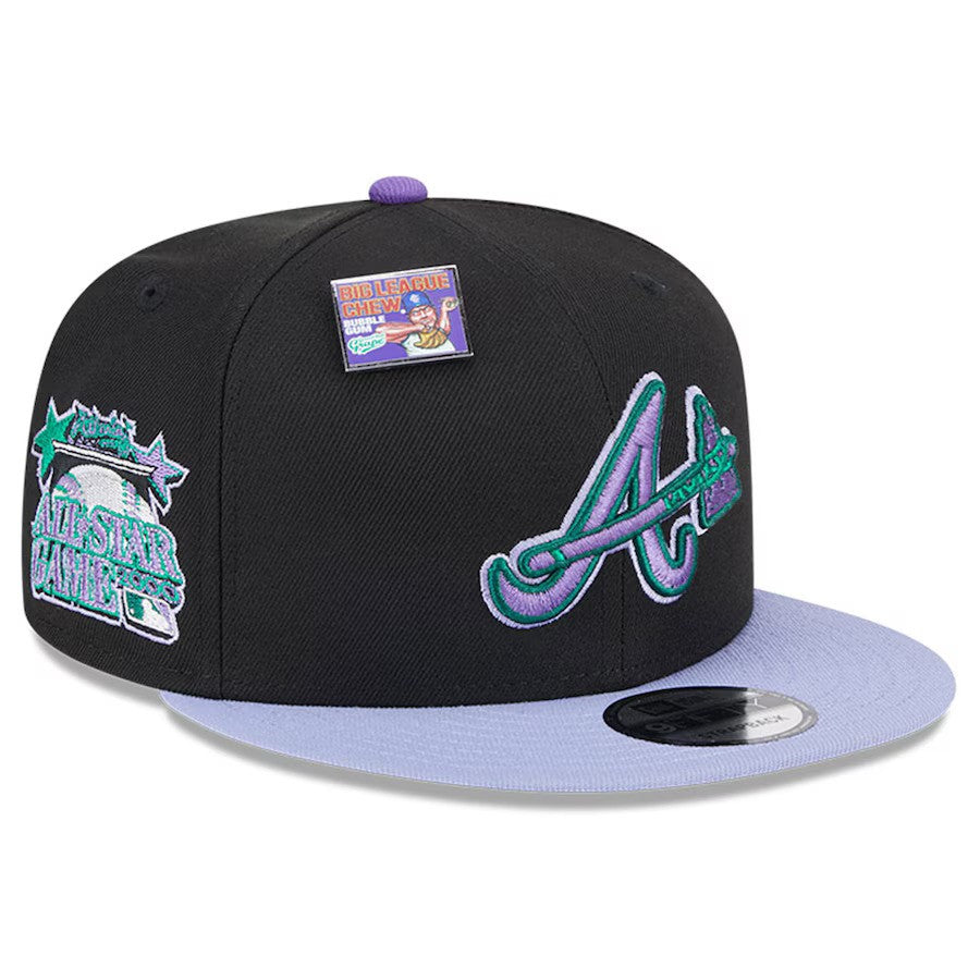 Atlanta Braves New Era Grape Big League Chew Flavor Pack 9FIFTY Snapback Hat - Black/ Purple - UKASSNI
