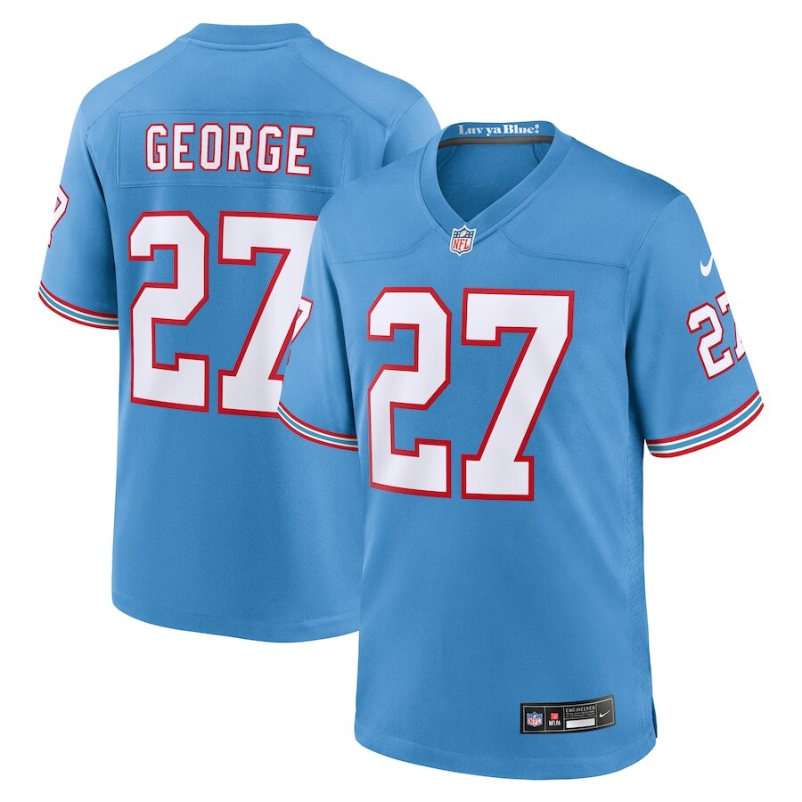 Eddie George NFL Tennessee Titans Nike Oilers Throwback Retired Player Game Jersey – Light Blue (USA Stock) - UKASSNI