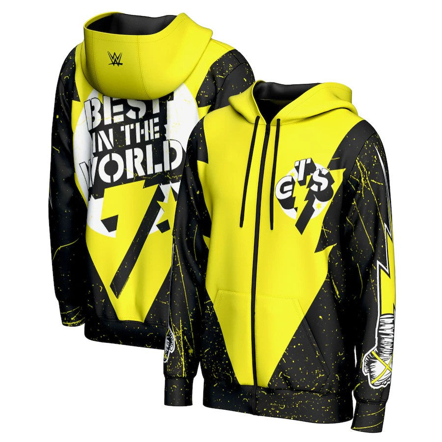 CM Punk WWE ProSphere Men's Go To Sleep Full-Zip Hoodie – Black (USA Stock) - UKASSNI