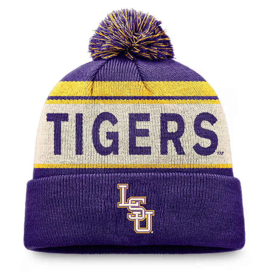 LSU Tigers NCAA UK Top of the World Prime Cuffed Knit Hat with Pom – Purple (UK Stock) - UKASSNI