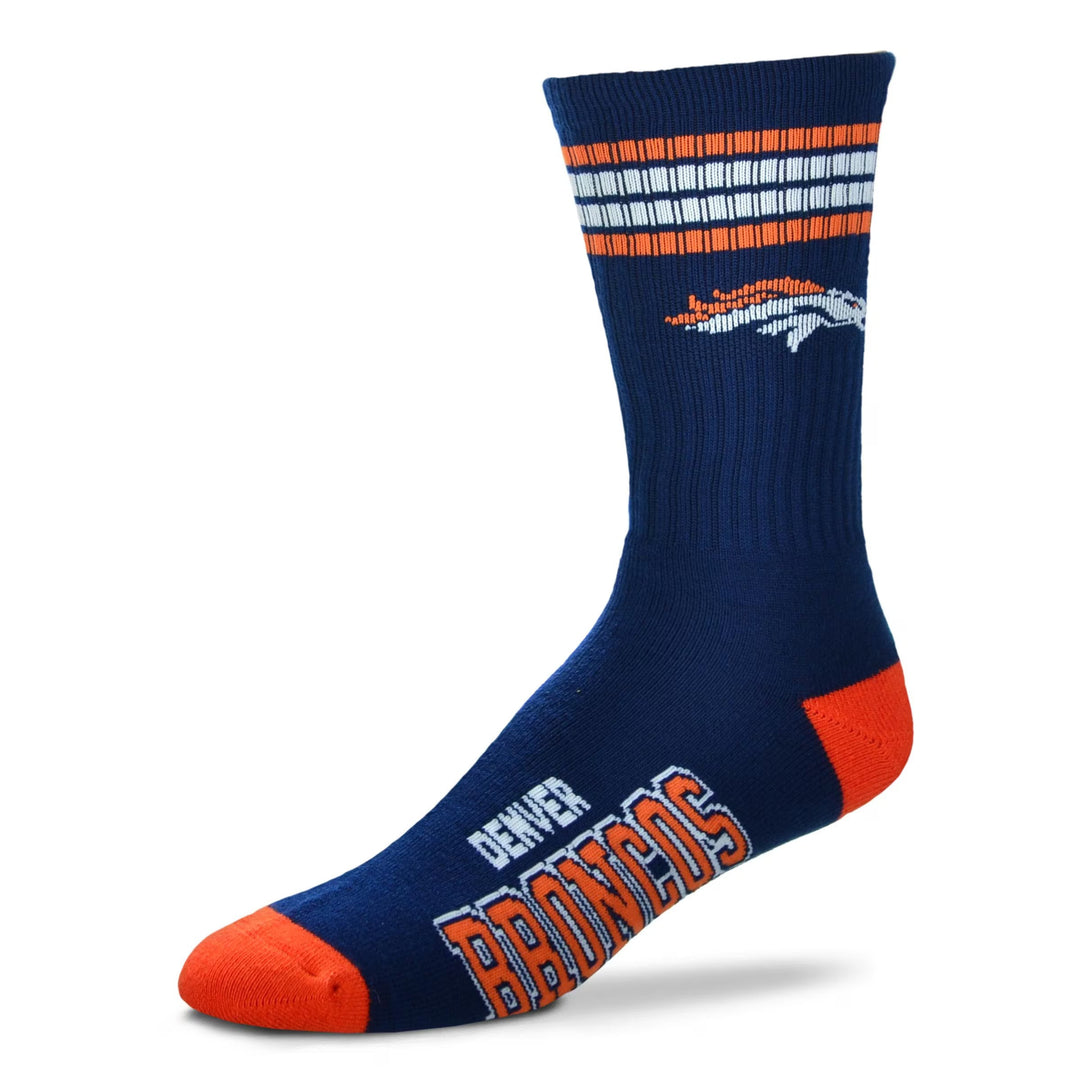 Denver Broncos Bare Feet NFL 4-Stripe Deuce Socks – Large (UK Stock) - UKASSNI